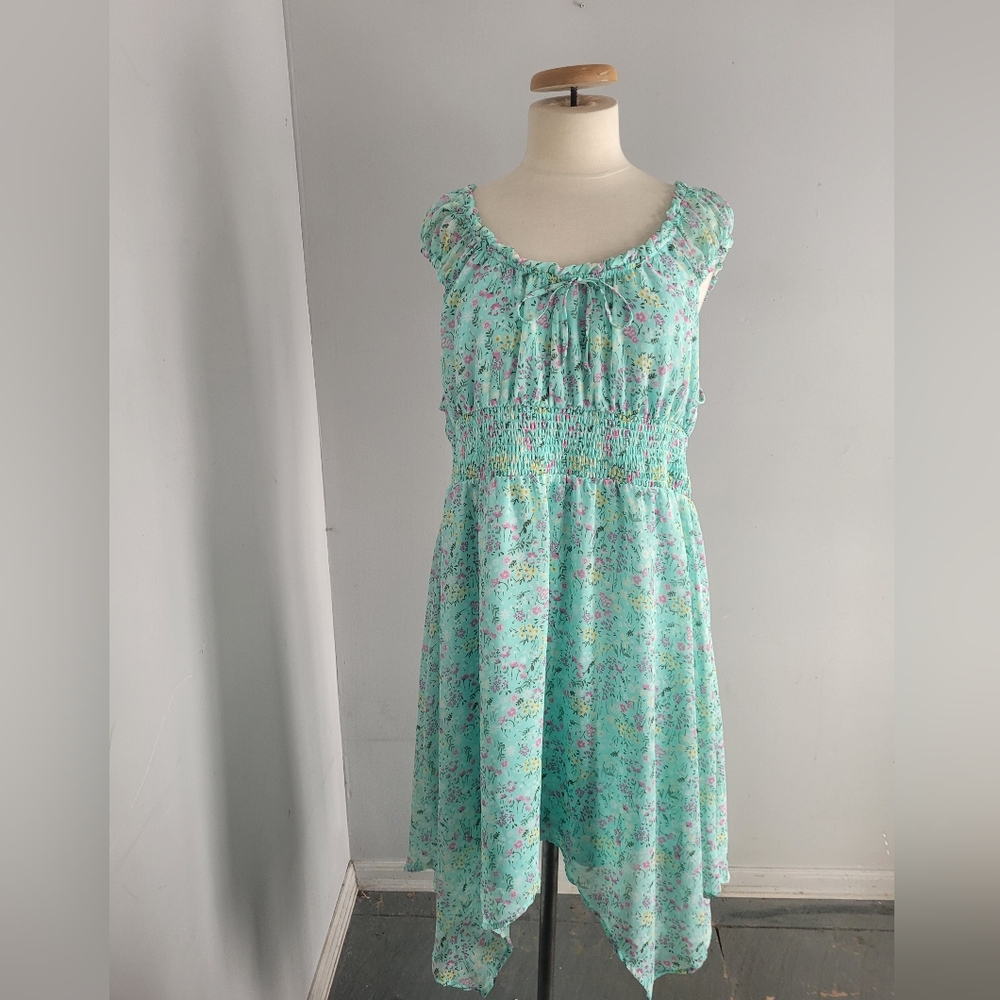 Lavon Plus Size Off the Shoulder Print Dress with Hanky Hem size XXL